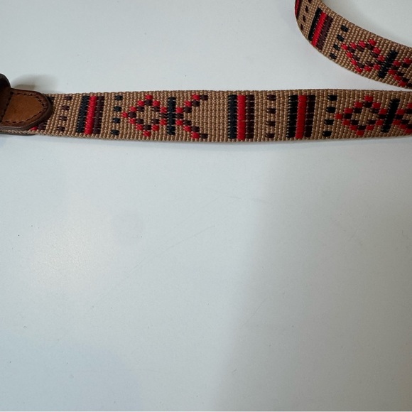J CREW woven tapestry leather belt, Tan, Black, Red Southwestern Style size XS - Picture 3 of 9